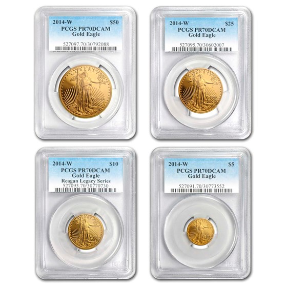 2014-W 4-Coin Proof Gold Eagle Set PR-70 PCGS 2014-W 4-Coin Proof Gold Eagle Set PR-70 PCGS